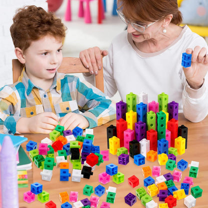 Jenaai 100 Pcs Linking Cubes Plastic Math Cubes Manipulative Counting Blocks STEM Snap Blocks Connecting and Counting for Early Math and Construction, Homeschool Preschool Supplies(Stylish)
