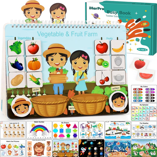 Montessori Busy Book for Toddlers Ages 3-6 | Preassembled Sensory Toy for Autism & Fine Motor Skills | Preschool Learning Activities Binder | Homeschool Supplies | Gift for 3+ Year Old Boys Girls