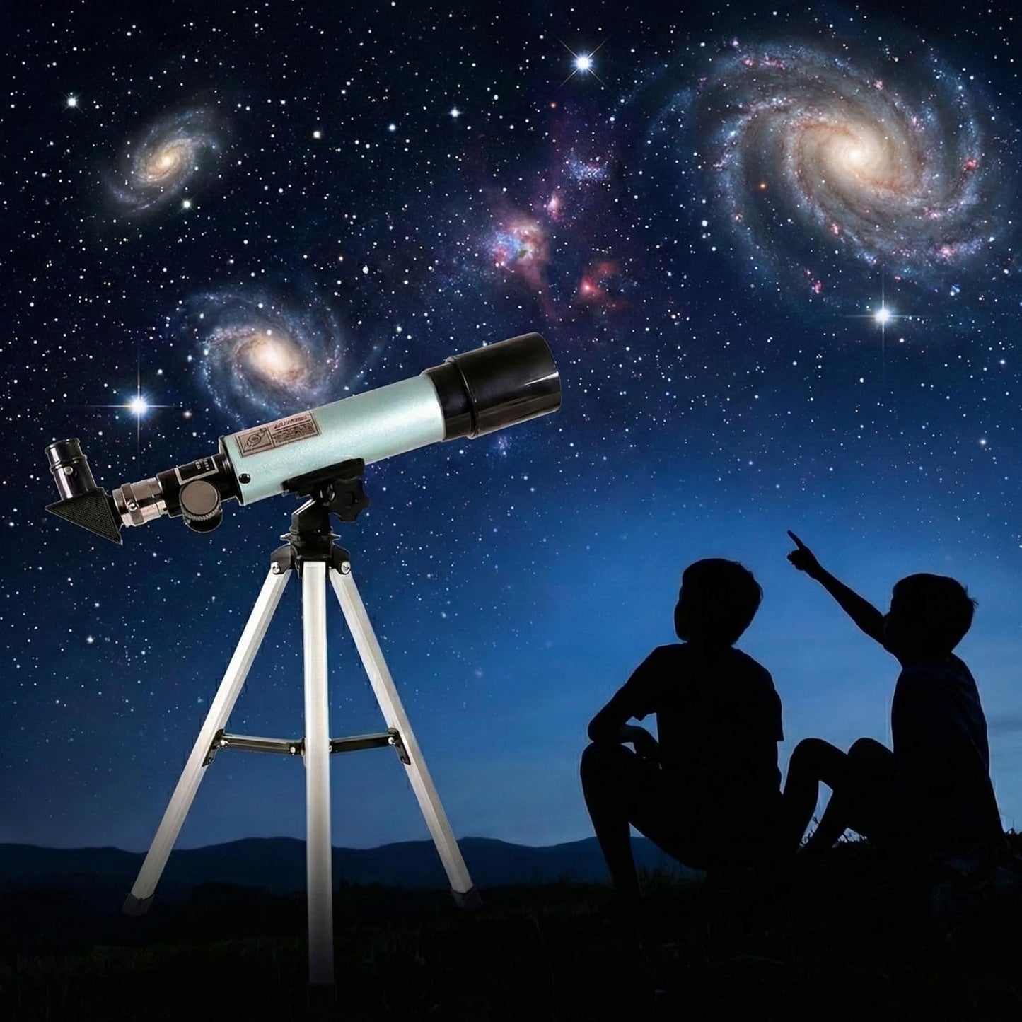 Telescope for Beginners, 90X Portable Astronomical Refractor with 15" Tabletop Tripod, 2 Eyepieces & 1.5X Barlow Lens, 50mm Aperture, Ideal STEM Science Gift for Kids to Explore Moon Space