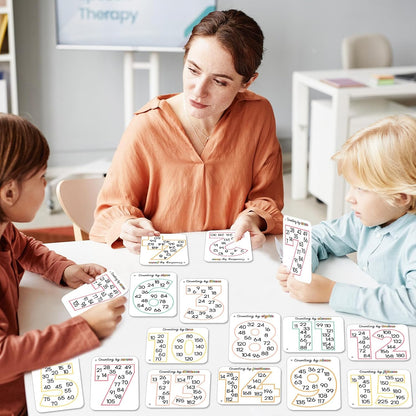 15 PCS Math Multiples Posters from 2 to 15 Counting Numbers Times Charts Hole-Punched Multiplication Cards with 1 Binder Ring Math Must Haves Home Leaning Supply