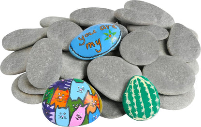 Simetufy Large Rocks for Painting 40 PCS 3.3-4.5Inch River Rocks for Painting, Rock Painting for Kids, Smooth and Flat Painting Rocks for DIY & Arts