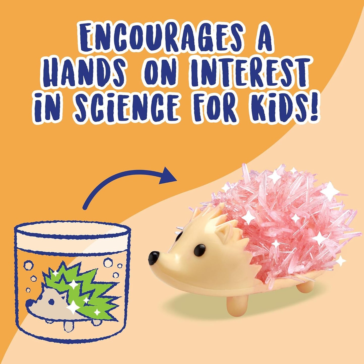 MindWare Crystal Growing Kits: Hedgehogs Bright Colors Set of 2 – Cute DIY Crystal Growing Kits for Kids & Teens – Funky mini Science Experiment in an 9pc kit – Crystals Grow in 24 Hours