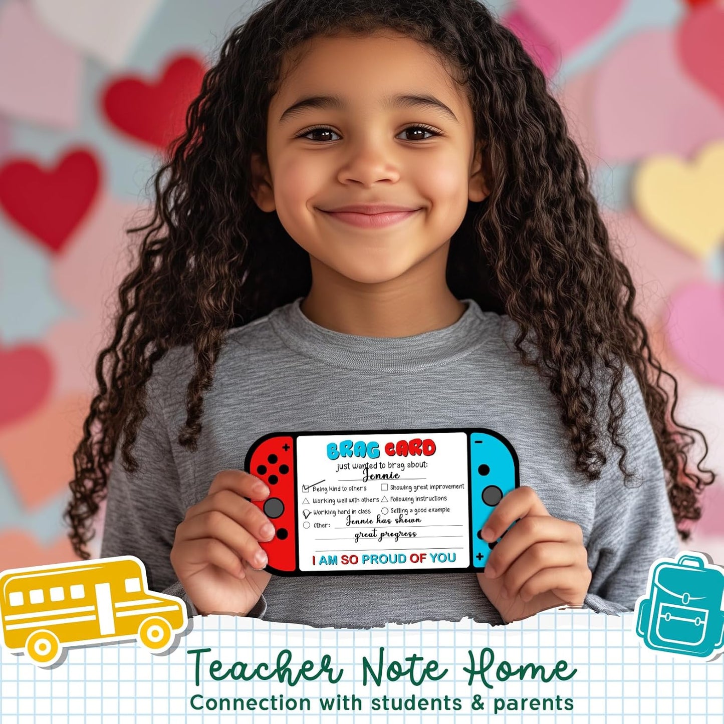 LOVEDMORE Video Game Theme Positive Brag Card, Teacher Mail for Elementary Classroom Must Have Rewards to Students, Elementary Teacher Supplies