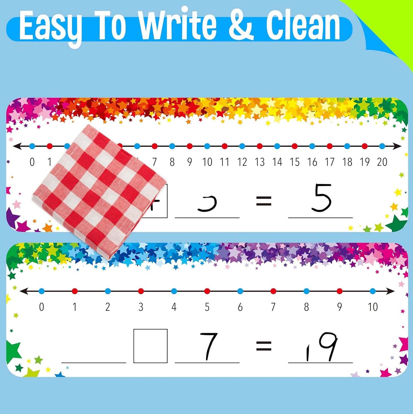 8 Packs Magnetic Number Line Boards, Dry Erase Writable and Erasable Math Board Addition & Subtraction White Board Magnets for Kids, Students, Classroom and Home (Each Measures 12” x 3.5”)