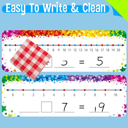 8 Packs Magnetic Number Line Boards, Dry Erase Writable and Erasable Math Board Addition & Subtraction White Board Magnets for Kids, Students, Classroom and Home (Each Measures 12” x 3.5”)