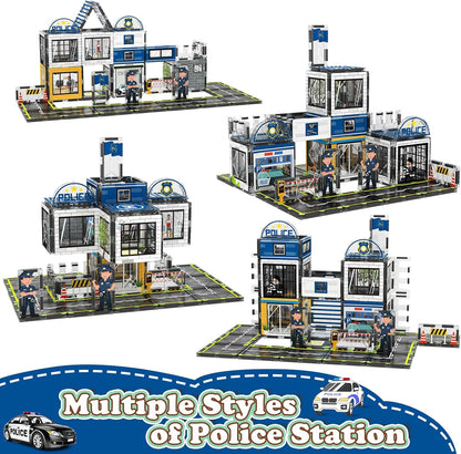 AFUNX Magnetic Tiles, 50PCS Police Station Theme Building Blocks Set, Magnet Building Blocks and STEM Preschool Toys for Toddlers Kids Ages 3-5 5-7 8-10