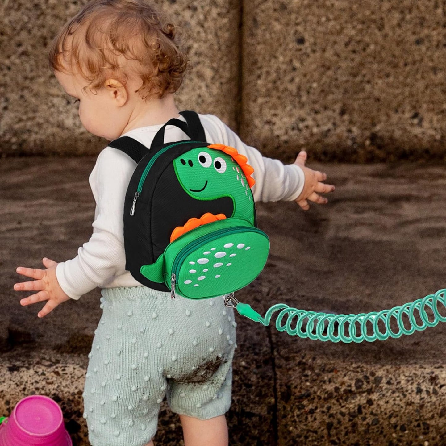 Accmor Toddler Harness Backpack Leash, Cute Dinosaur Backpacks with Anti Lost Wrist Link, Cute Mini Child Backpack Wristband Tether Strap and Protection Leashes for Boys Girls Aged 1-3 Years