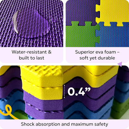 MioTetto Baby Play Mat, Soft Foam Floor Tiles for Kids. Adjustable Interlocking Foam Tiles, Fits with 50x50 Playpen Baby mat for Crawling & Development, Safe & Non-Toxic Playmat for Babies 6-12 Months