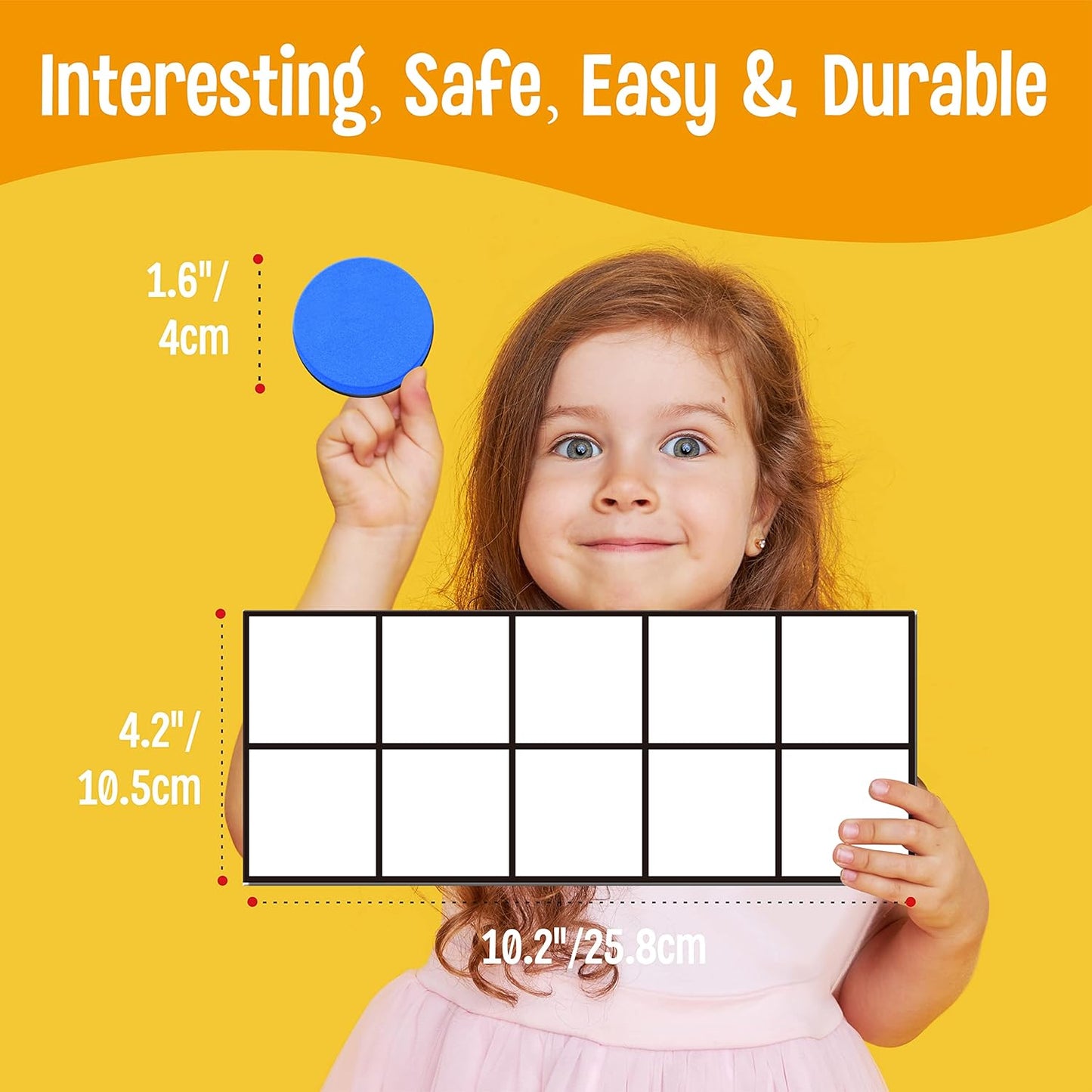 Magnetic Ten-Frame Set, 6 Frames & 66 Colorful Star-Shaped Counters Ten Frame Math Games Manipulative Counting Toys for Kindergarten Preschool, 6 Colors & 2 Markers (Fridge & Hand-held)