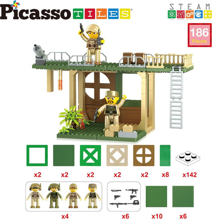 PicassoTiles 333pcs Magnetic Brick Tile and Magnetic Tile Combo Set, Action Figures included, Building Blocks STEM Toys, Educational Montessori Preschool Toddler classroom learning toys, Kids activity