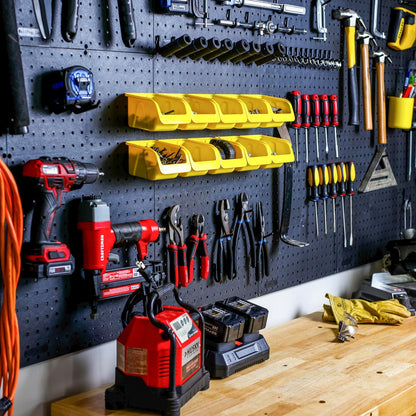 WallPeg Made in USA Pegboard Panels Garage Organization - Wall Storage Kit (PB-2 B) (2) ea - 24" x 16" Peg Board Tool Organizer Panel Set - Garage Organizer Kit