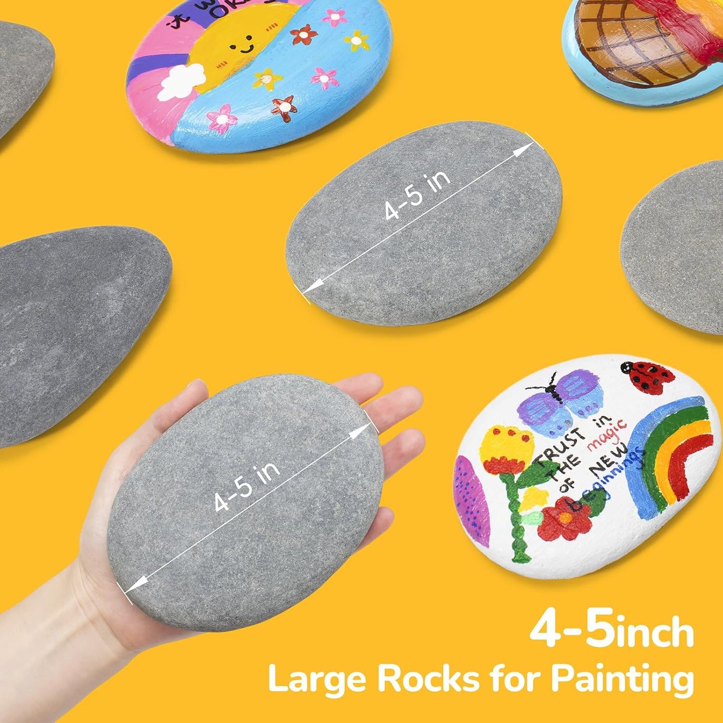 Simetufy 15 Pcs Rocks for Painting, River Rocks to Paint, 2"-3" Flat Painting Rocks, Smooth Rocks for Crafts, Natural Stones for DIY, Kindness Rocks Garden Decoration