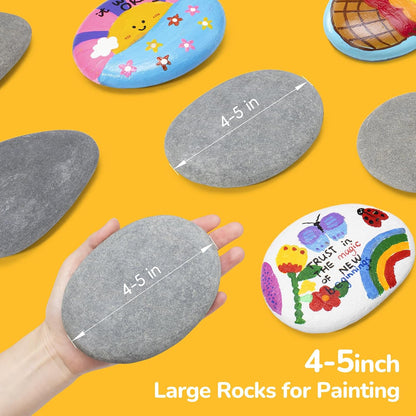 Simetufy 15 Pcs Rocks for Painting, River Rocks to Paint, 2"-3" Flat Painting Rocks, Smooth Rocks for Crafts, Natural Stones for DIY, Kindness Rocks Garden Decoration