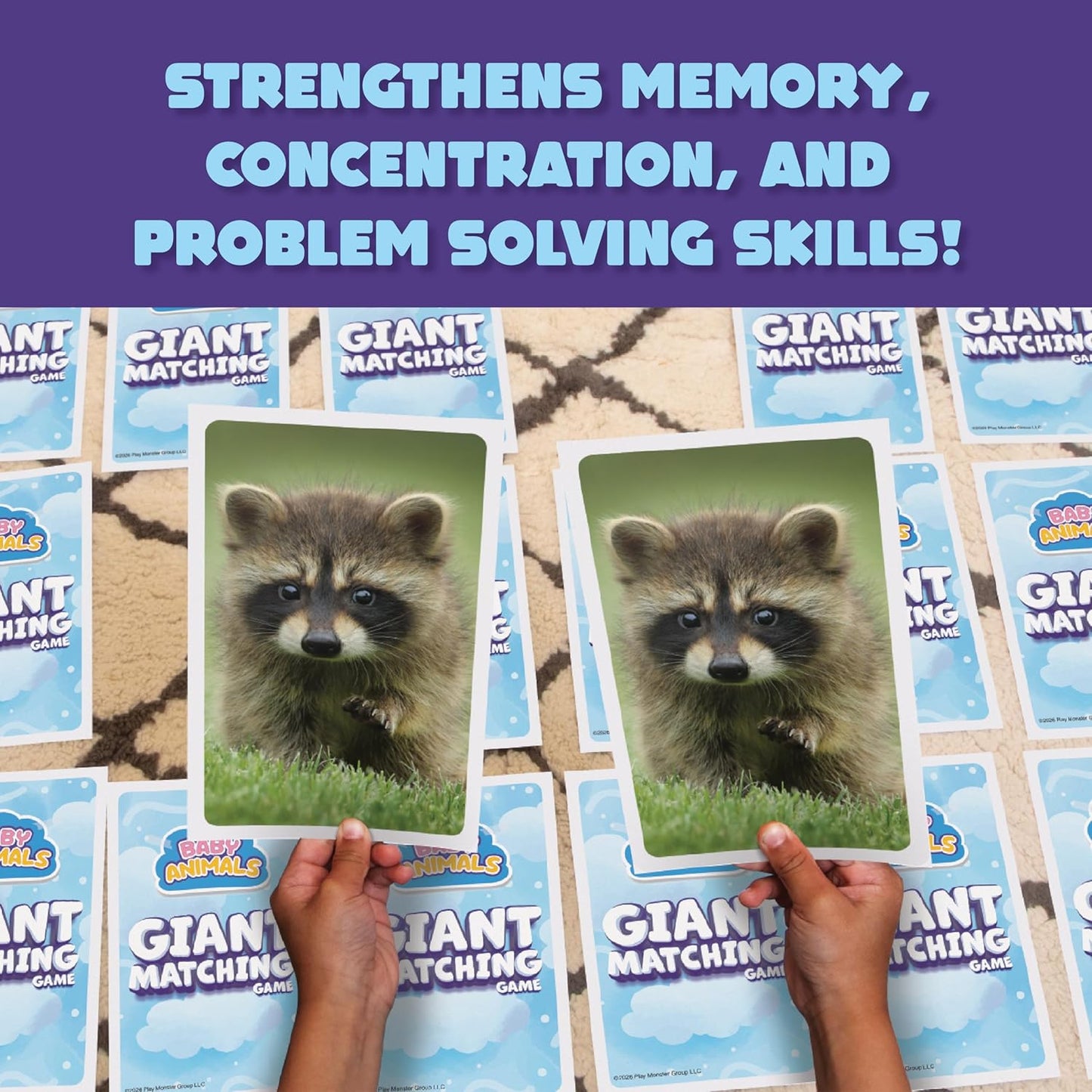 Giant Matching Game Baby Animals - Summer Toys - Game Night - Travel Games - Memory, Learning Game - Jumbo Playing Cards - Card Game for Kids and Adults -Ages 3+