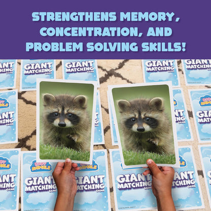 Giant Matching Game Baby Animals - Summer Toys - Game Night - Travel Games - Memory, Learning Game - Jumbo Playing Cards - Card Game for Kids and Adults -Ages 3+