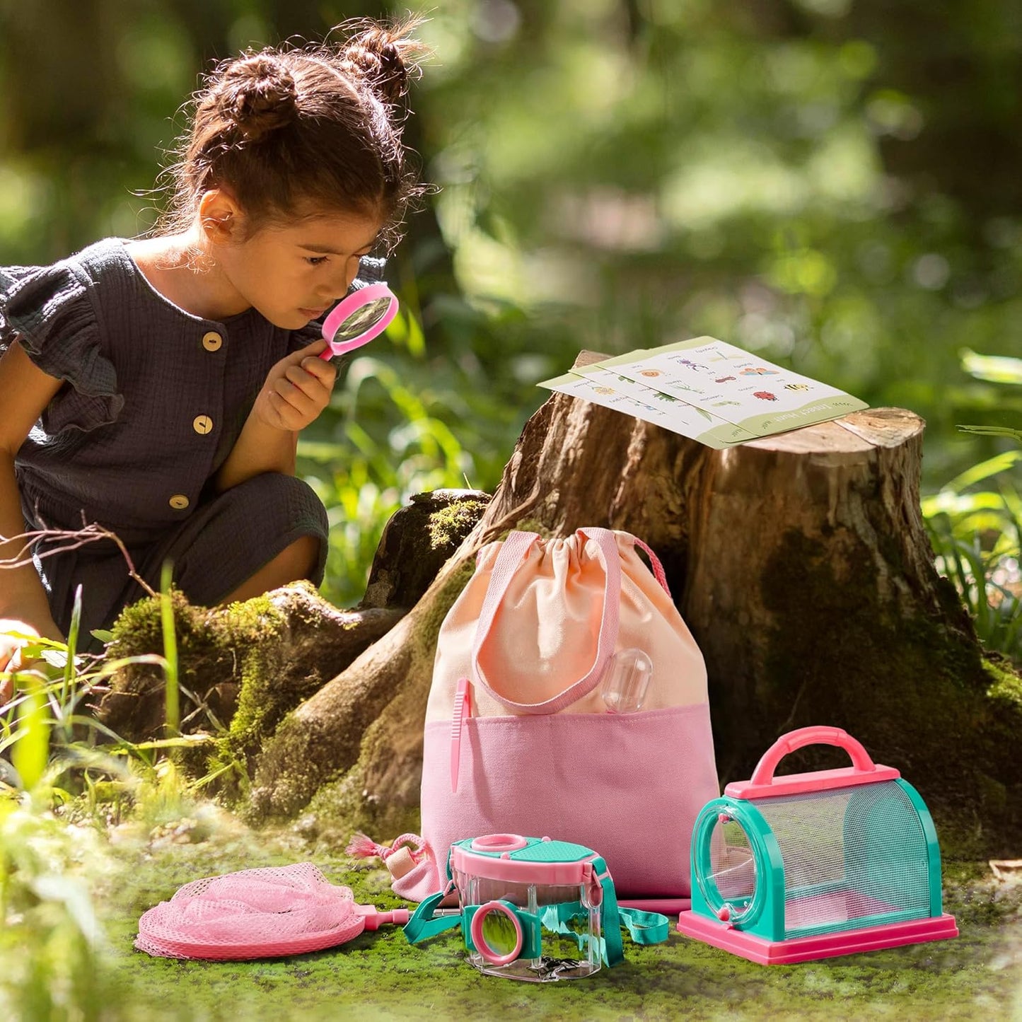 ROBOTIME Kids Explorer Kit, Outdoor Bug Catcher Kit for Kids with Magnifying Glass & Butterfly Net, Fun Bug Catching Kit for Backyard & Camping, Bug Catcher for Boys & Girls 3-12