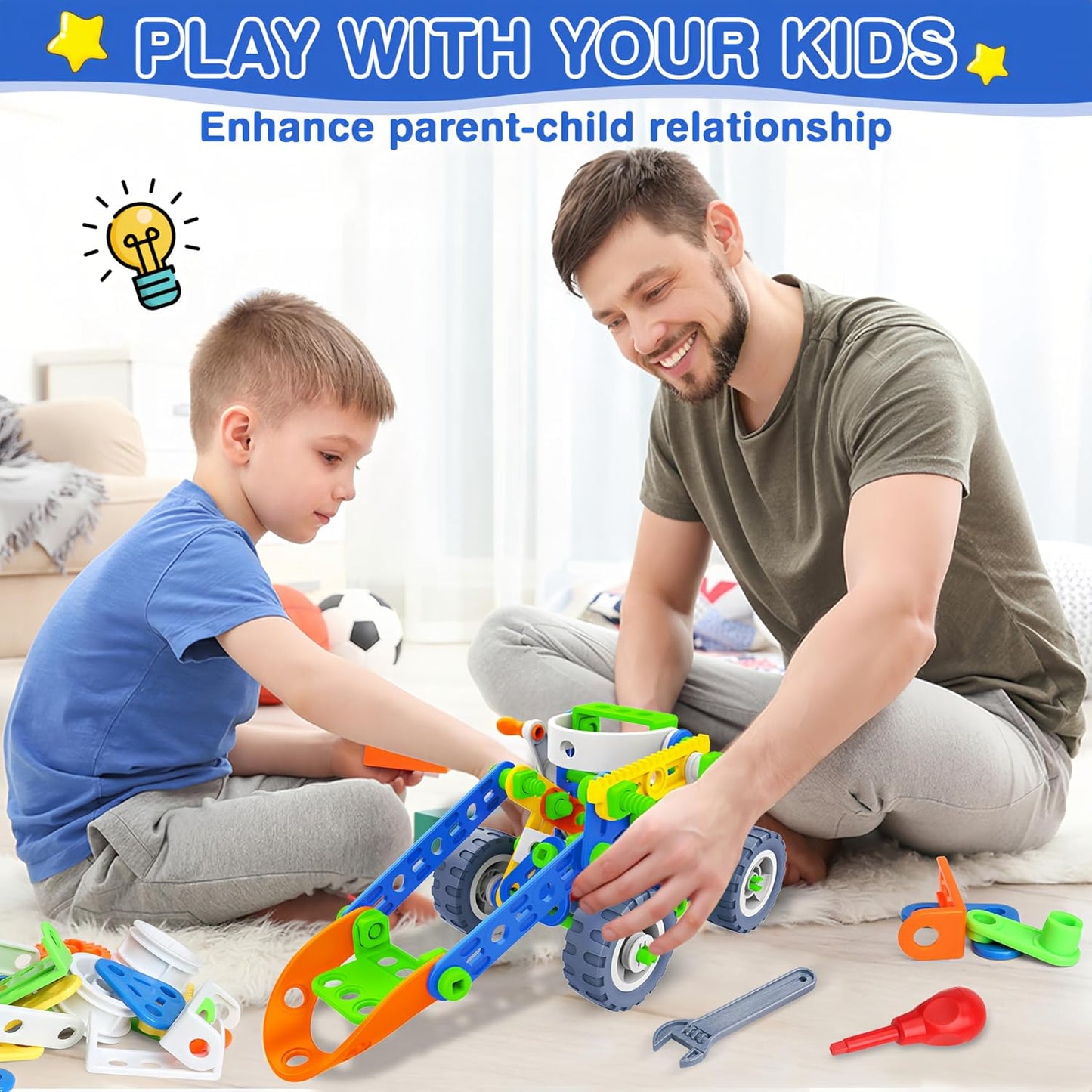 MOONTOY STEM Toys for 3 4 5 6 7 8+ Year Old Boy Birthday Gift, Building Toys for Kid Age 4-8 5-7 6-8 8-12, Preschool Educational Stem Kit Creative Activities for Boys Girls Christmas Idea Gift 118pcs