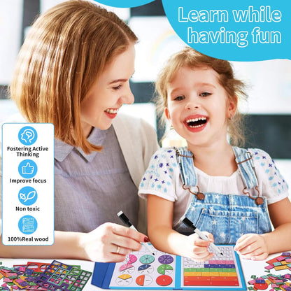 Easter Basket Stuffers Magnetic Fraction Educational Puzzle - 110pcs Math Fraction Manipulatives for Elementary,Montessori Magnetic Book Fraction Puzzle for Children