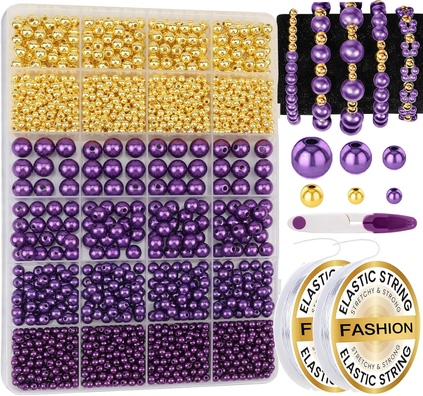 Hpebl 2136PCS Beads for Bracelets Pearl Bracelet Making Kit Friendship Bracelet Kits Bracelet Bead Kits Small Pearl Bead and Gold Beads Beading Kit for Bracelets Jewelry Making Kit