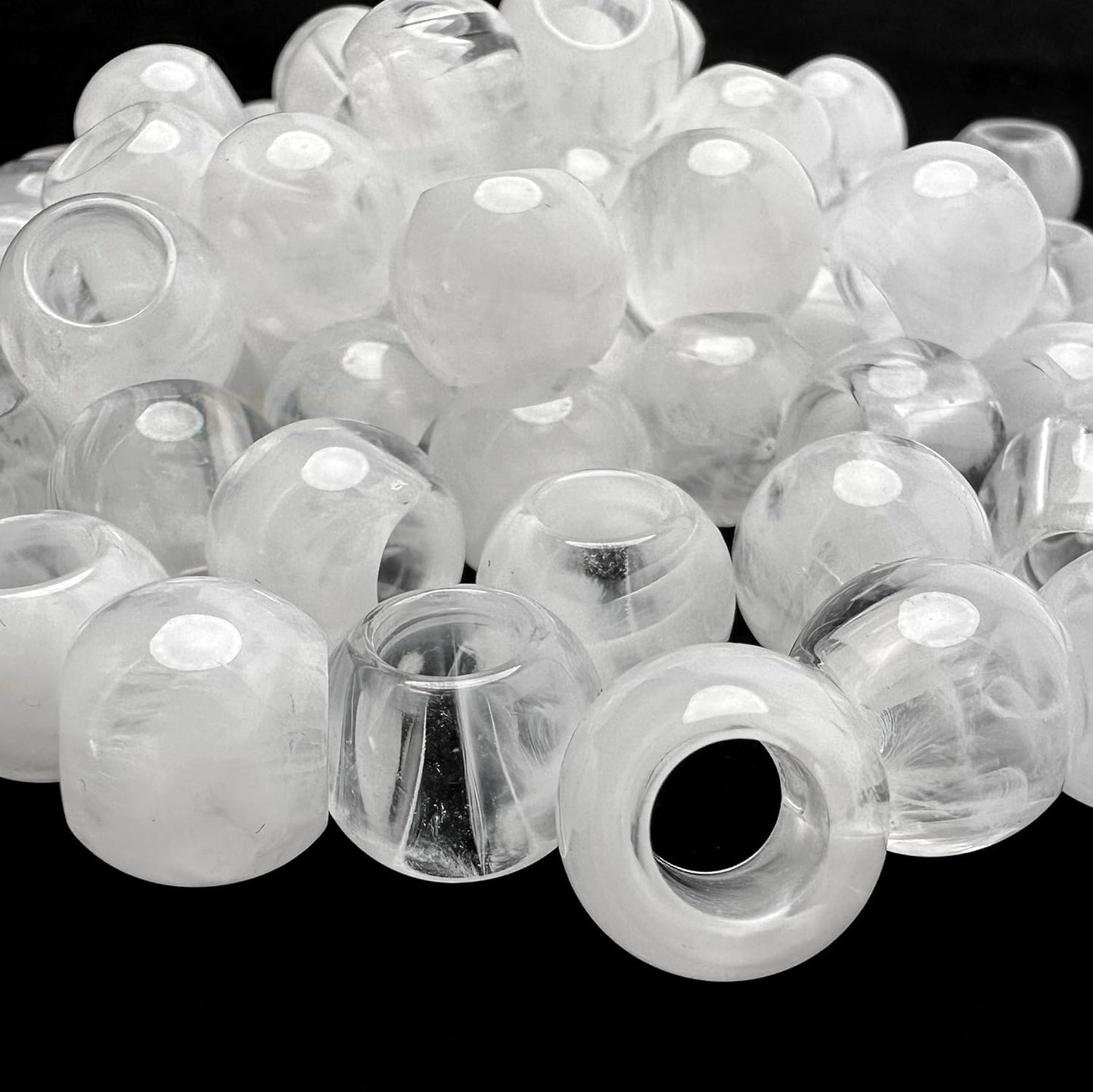 300 Acrylic Large Hole Beads for Crafts and for Hair 10mm x 12mm Acrylic Barrel Beads with 5.7mm Large Hole, Glossy Primary Assortment
