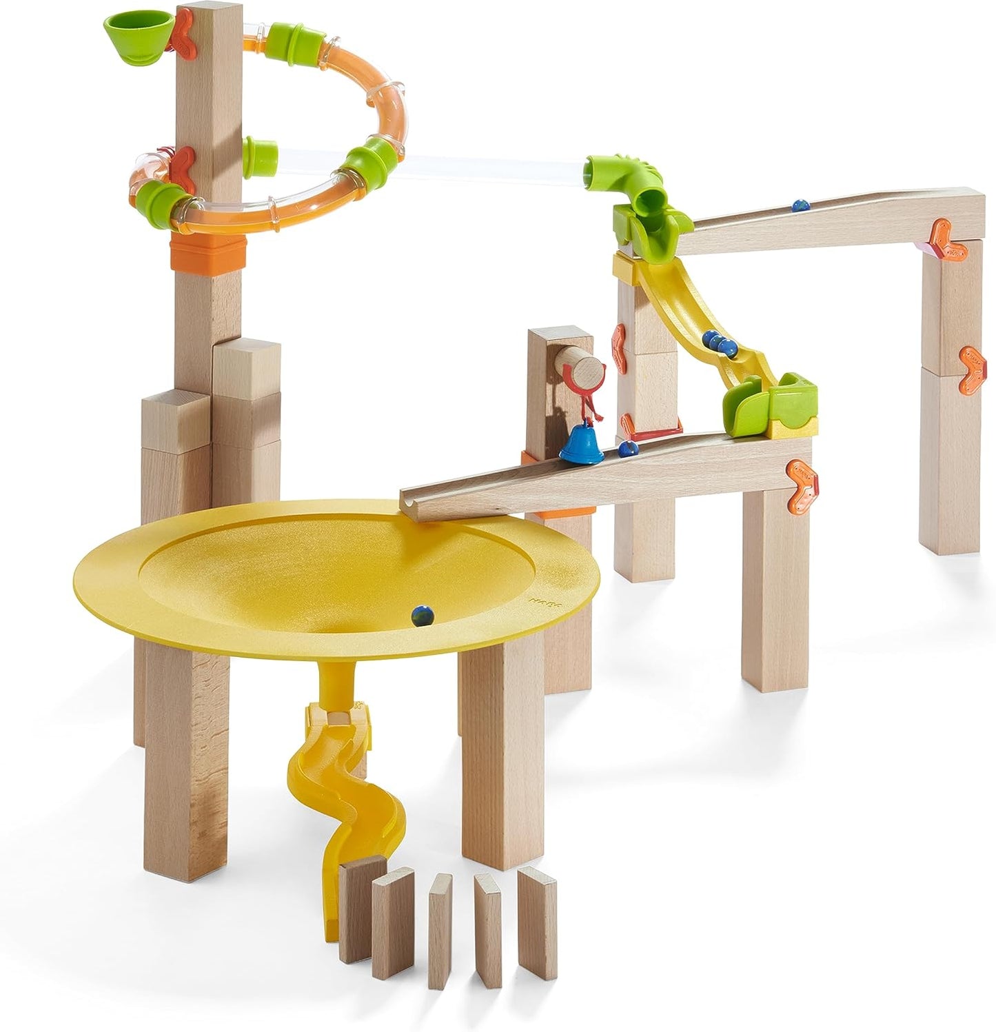HABA Wooden Marble Run Ball Track Building Set for 4-10 Year Olds, STEM Toy with 49-Piece Wooden Track and Marbles, Montessori Toys for 4 Year Olds