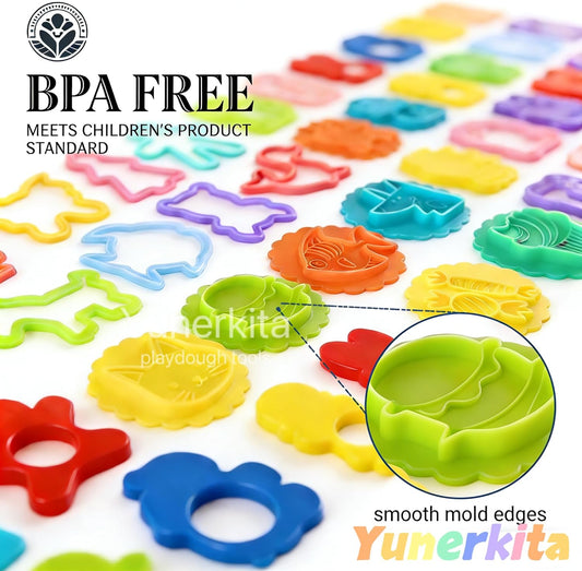 Play Dough Tools Set, Kids Clay Molds Kit with Animal Letters Numbers Cutters Rollers Storage Box, Non-Toxic ASTM F963 Certified, Toys for Toddlers Boys Girls Ages 3-8
