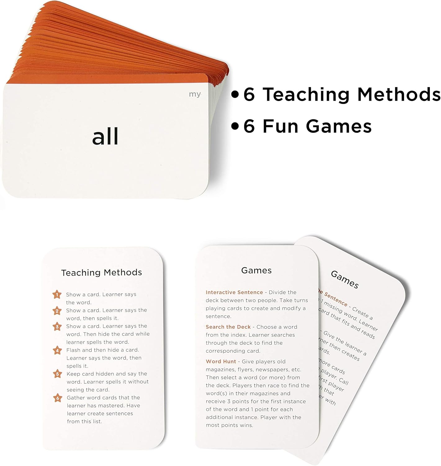 Award-Winning Phonics & Vocabulary Flash Cards (1000+ Words w/Prefixes, Suffixes & CVC) incl. Games & Visual Aids for Ages 4-8, Pre-K to 3rd Grade