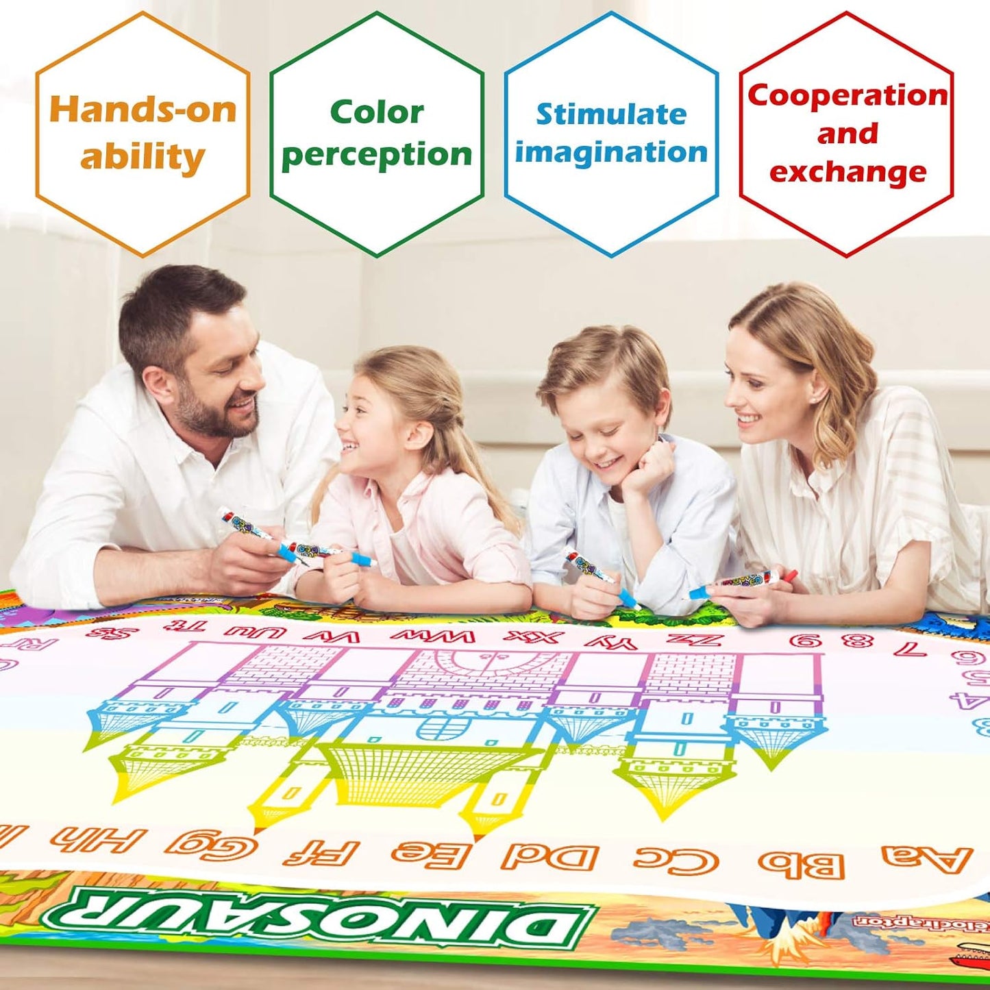 Jasonwell Aqua Water Doodle Mat 48 x 36 Inches Large Magic Drawing Doodling Mat Coloring Mat Educational Toys Christmas Birthday Gifts for Kids Toddler Boys Girls Age 2 3 4 5 6 7 8 Year Old (Galaxy)