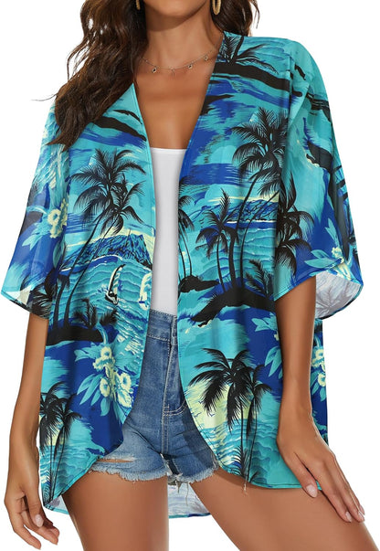 Womens Kimono Cardigans Beach Cover ups Swimwear Puff Sleeve Loose Casual Summer Tops 2026
