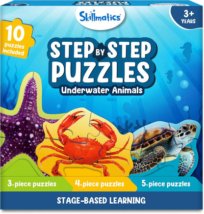 Skillmatics Step by Step Puzzles - 40 Piece Jigsaw & Toddler Puzzle, Montessori Educational Toy for Boys & Girls, Farm Animals, Travel Friendly, Gifts for Kids Ages 3, 4, 5 and Up