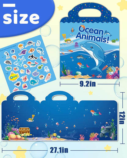 Benresive Reusable Sticker Books for Toddlers, Fun Travel Stickers for Kids, Toddler Sticker Book, Crafts Activities for Toddlers, 3 and Up Birthady Gifts - Vehicle