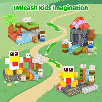 Magnetic Blocks Toys for Kids, 100 PCS Building Blocks Cubes, Stacking Magnetic Tiles Toys for Kids Toddlers Boys Girls Ages 3 4 5 6 7 8-12 Birthday Gifts Party Supplies (Underworld)