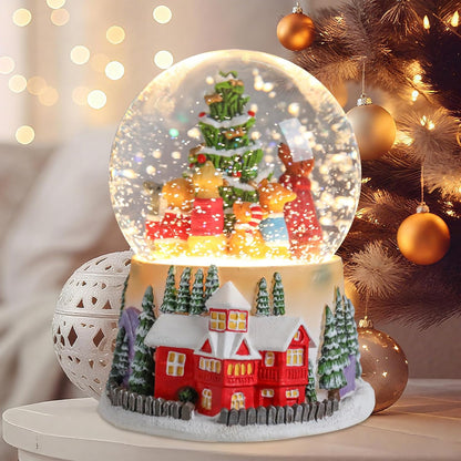 VCUTEKA Christmas Snow Globe, Lighted Musical Snow Globes with 6 Puppies Around Christmas Tree, Battery Operated Snow Globes for Kids Gift and Holiday Home Décor