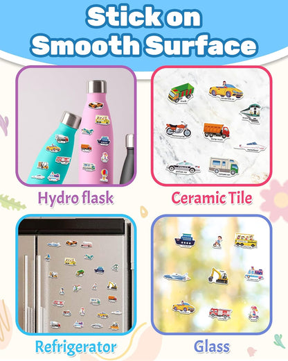 Benresive Reusable Sticker Books for Toddlers, Fun Travel Stickers for Kids, Toddler Sticker Book, Crafts Activities for Toddlers, 3 and Up Birthady Gifts - Vehicle