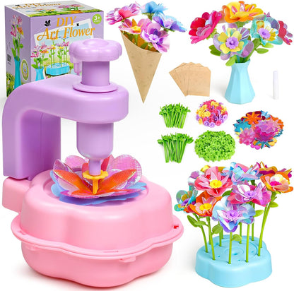 Scvcid DIY Art Flower Toys Include Extra Accessories Set, Arts and Crafts Activity Kit for Kids Ages 3-12, Fabric Bouquet Craft for Toddler, Birthday Gifts for 3 4 5 6 7 8 9 10 11 12 Year Old Girls