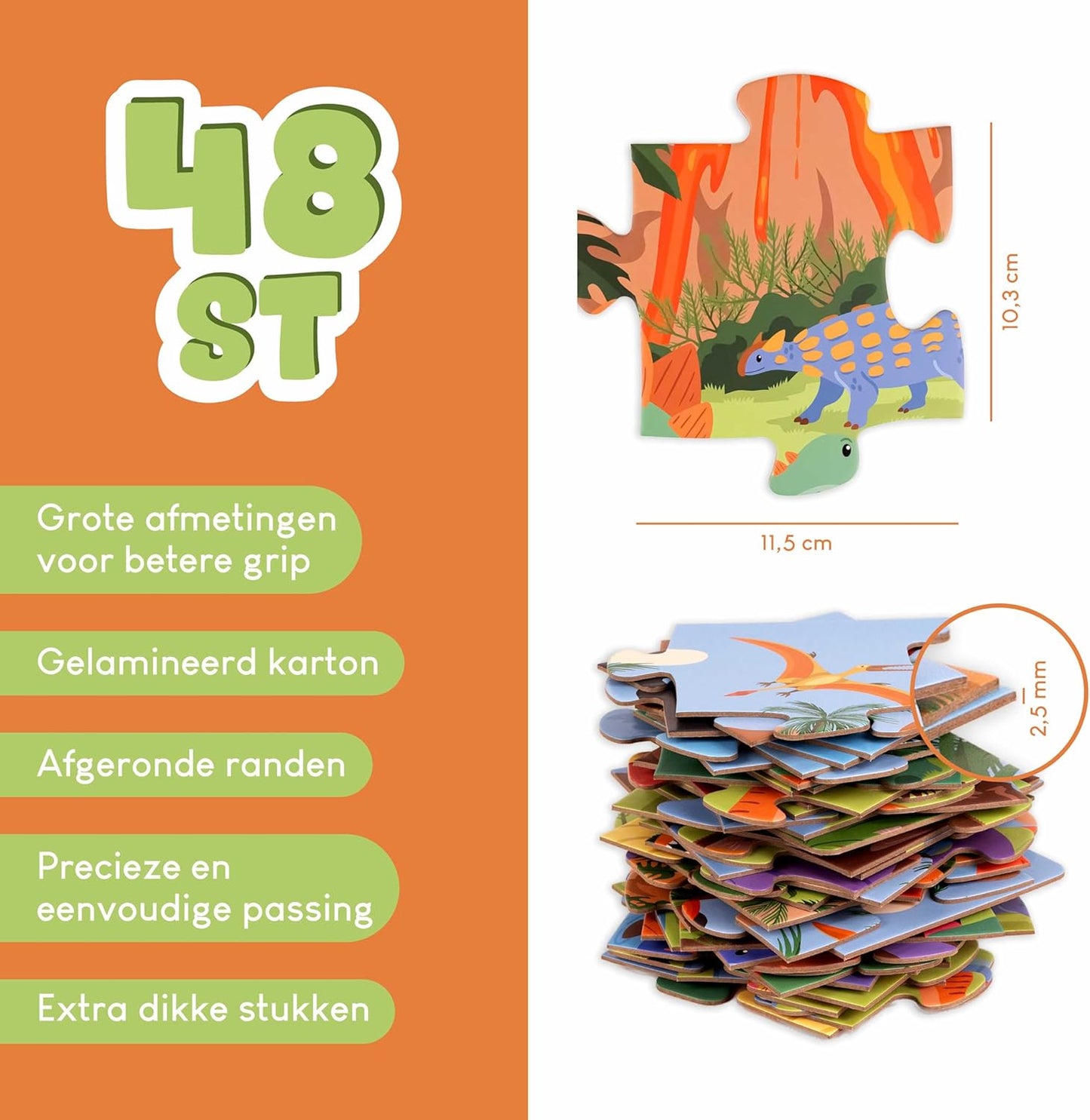 BONNYCO Giant Floor Puzzles for Kids of Jungle Animals with 48 Large Pieces. Safari Jumbo Puzzle 36.2 x 24.4 in, Gifts for Boys and Girls, Educational Kids Toys Ages 2-8