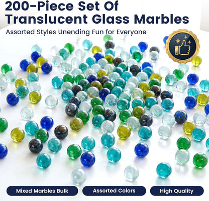 POPLAY 61PCS Marbles Games for Kids, with Gift Box for Marbles Run Games, Classroom Crafts Supplies Kit