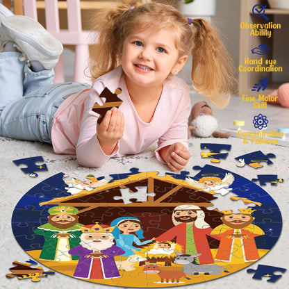 70pcs Easter Floor Puzzles for Kids Age 3-8, Easter Basket Stuffer Gifts for Kids Boy Girls Jumbo Bunny Puzzles Egg Hunt Party Favors