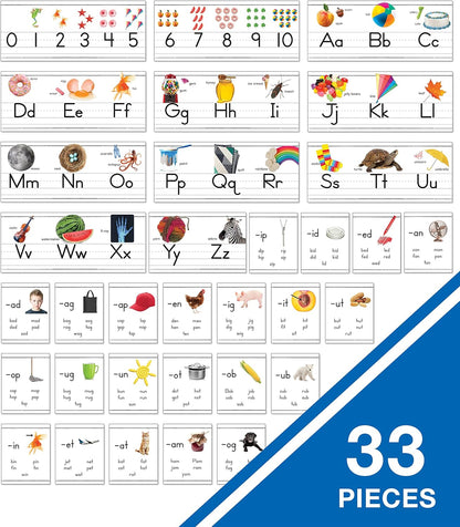 Carson Dellosa Education 26 pc Set of ABC Bulletin Board Decorations aids early learning with bright alphabet visuals and sight word images that help toddlers build strong foundational sound skills.