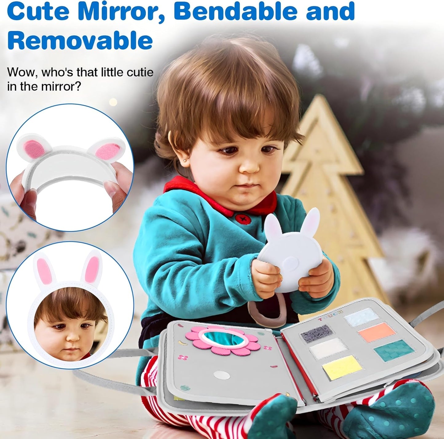JHkim Busy Board Montessori Toys for 1 2 3 4 Year Old Boys Girls Gifts, Sensory Toy for Toddlers 1-3, Educational Activities Travel Toy for Airplane Car, Busy Book for Learning Fine Motor Skills,Blue