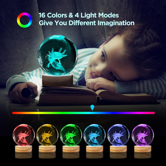 3D Solar System Crystal Ball Night Light with 16 Color Wooden LED Base Upgraded 3.15 In Galaxy Planets Ball Lamp with Remote for Birthday Christmas, Astronomy Space Gifts for Boys Girls Kids