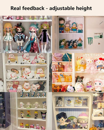 HGYZE Peg Boards for Wall with Shelf & Hooks, No Punching Craft Storage, Small Pegboard Ledges Organizer for Hanging Keychains, 4 Pack Decorative Wall Panel Kits for Blindboxes Lightweight Dolls, Pink