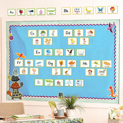 EAMAY Alphabet Pocket Chart Cards for Classroom, Bulletin Board Set Classroom Decorations ABC Flash Cards for Toddlers with 130 Cards