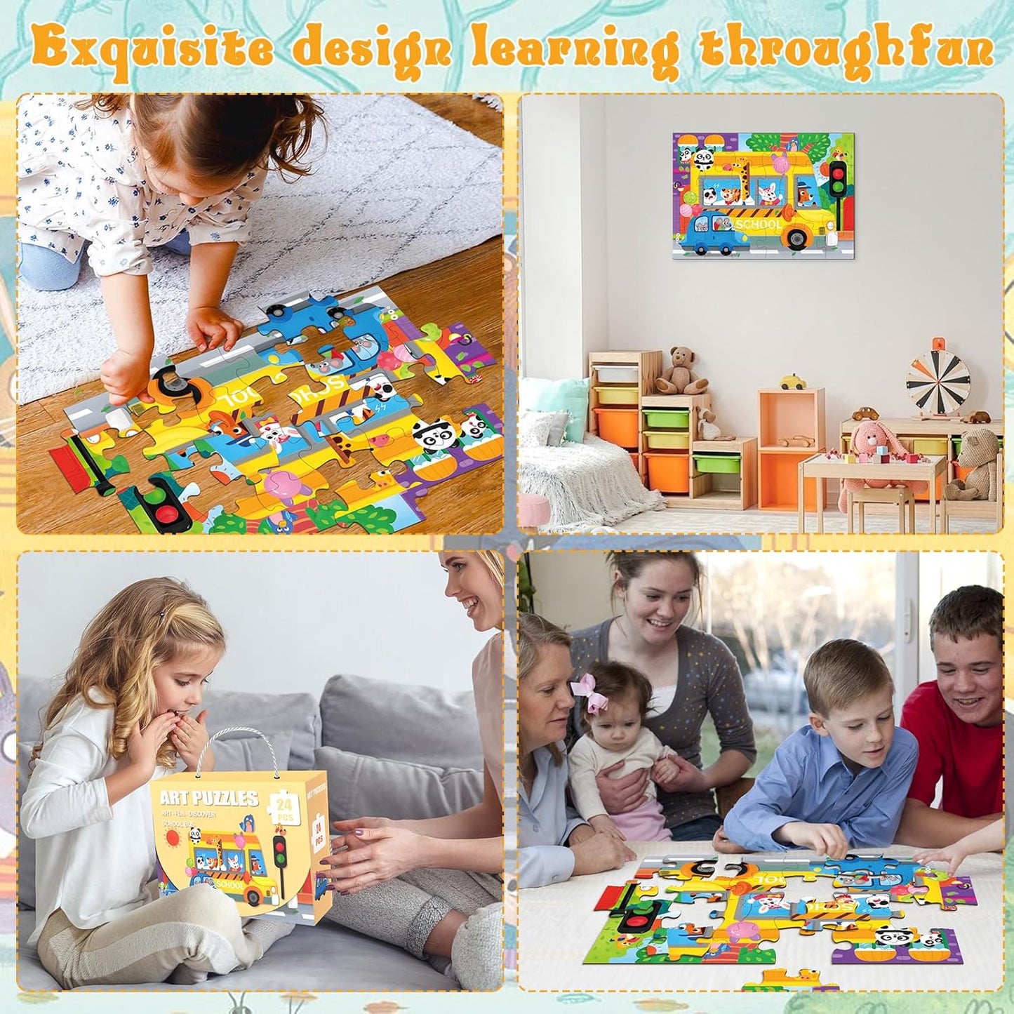 Jumbo Floor Puzzle for Kids, Large Jigsaw Puzzles 24 Piece for Kids Ages 3-5,Preschool Learning & Education Toys, Gifts for 4-8 Year Old Boys and Girls (Jungle Animals)