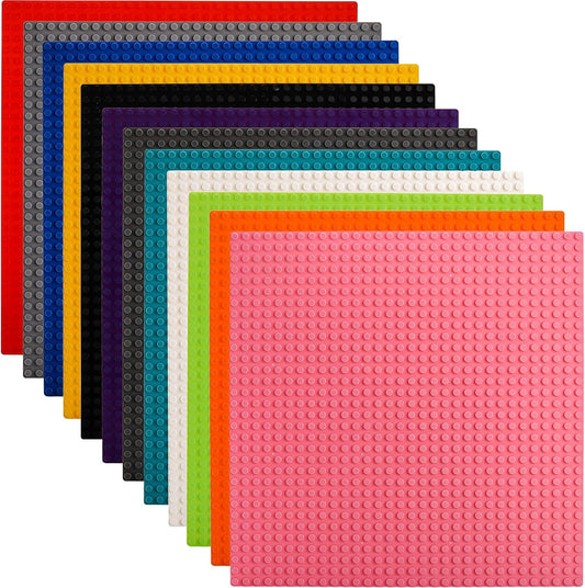 ZEAYEA 12 Pack Classic Baseplates, 12 Colors Stackable Bases for Party, Home Decoration, 10 x 10 Inches