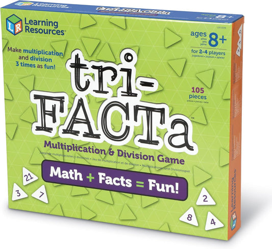 Learning Resources Tri-FACTa Multiplication & Division Game - Math Manipulatives, Kid Montessori Board Games, Classroom Must Haves, STEM Number Cards, Critical Thinking, Back to School, Kids Gifts