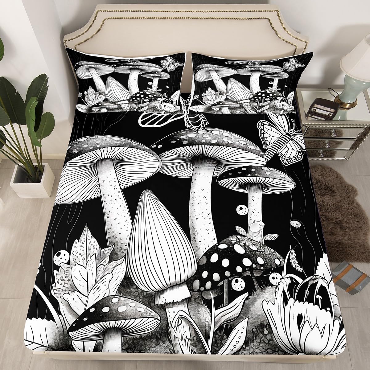 Feelyou Drum Kit Bed Sheets Musical Instruments Fitted Sheet for Kids Boys Teens Classical Rock Music Bedding Set Vinyl Record Sheets Set Bedroom Collection 2Pcs Twin Size,No Flat Sheet