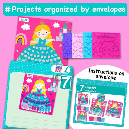 EZCRA Unicorn Craft Kits for Kids Ages 4-8 – 21 Projects in 1 Craft Box for Kids – All Inclusive No Mess Arts and Crafts Kit, Educational Activity Box for Girls