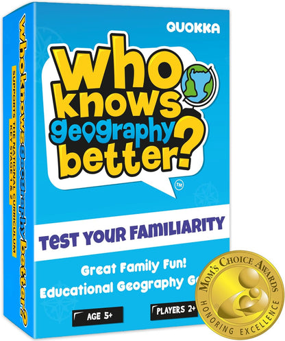 QUOKKA Board Games for Kids 8-12 and Family - Set of 4 Who Knows It Better? - 2000+ Questions Across Biology, Culture, STEM and Math - Educational Trivia Cards for Learning and Game Night
