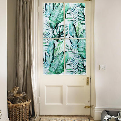 Leaf Pattern Window Tint with Installation Tools, Blackout Window Cover, Sun Blocking Window Tint for Home (Full Blackout Opaque, 17.7'' x 78.7'')